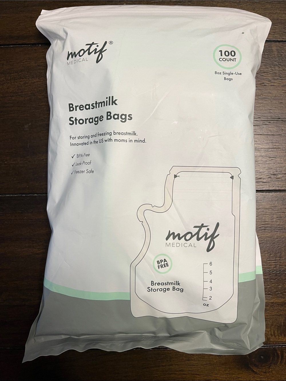Motif: Medical Breastmilk Storage Bags - White & Mint